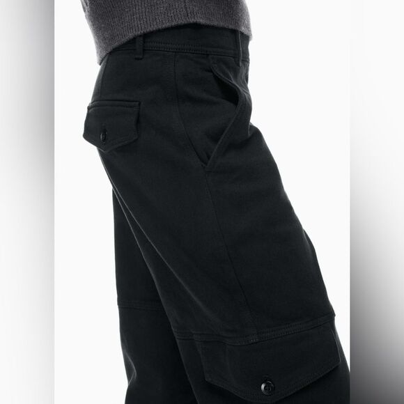Wilfred Free Black Cargo Pants Women Size 6 Modern Utility Straight Leg Twill - Picture 3 of 11